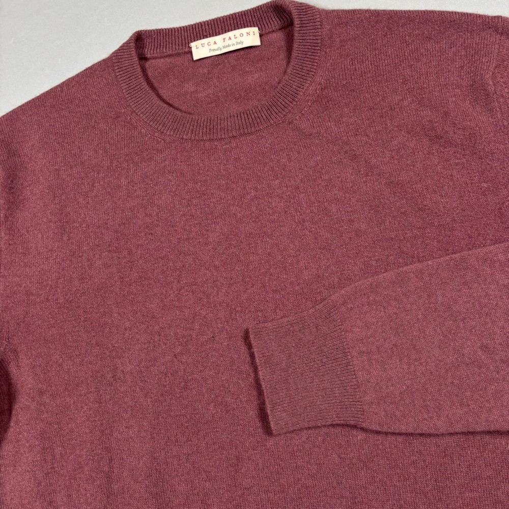 Luca Faloni Cashmere Sweater Mens M Maroon Red Crew Neck Knit Made in Italy